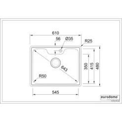 Eurodomo Einbauspüle Bell 61 Cm Edelstahl Glatt -Küchenbedarf Discounter 010550550 bell 60 skizze 5