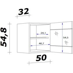 Flex-Well Exclusiv Glas-Oberschrank Capri 50 Cm Schwarz Matt-Endgrain Oak -Küchenbedarf Discounter 047584070377 4051 VM HGH50