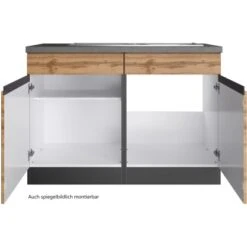 Held Möbel Spülenunterschrank Turin 120 Cm Mit 2 Türen Wotaneiche/Graphit -Küchenbedarf Discounter 189417 11016600 S 03