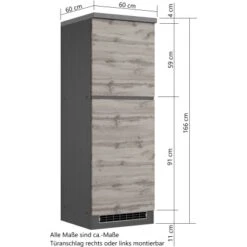 Held Möbel Kühlschrankumbauschrank Turin 60 Cm Graphit/Wotaneiche -Küchenbedarf Discounter 189568 11016600 VM 07