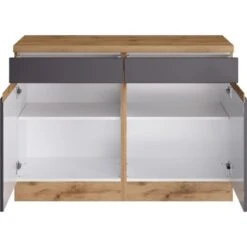 Held Möbel Küchenunterschrank Turin 120 Cm Graphit/Wotaneiche -Küchenbedarf Discounter 189636 11016600 S 02