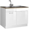 Held Möbel Spülenunterschrank Mailand 110 Cm Hochglanz Weiß/Weiß -Küchenbedarf Discounter 189973 11016600 S 01