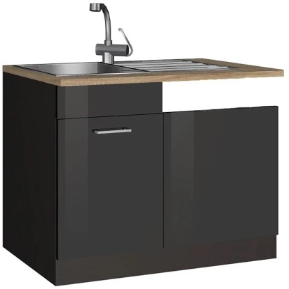 Held Möbel Spülenunterschrank Mailand 110 Cm Hochglanz Graphit/Graphit 3 Held Möbel Spülenunterschrank Mailand 110 Cm Hochglanz Graphit/Graphit