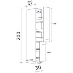 Flex-Well Apothekerschrank 30 Cm Arizona Quarz Cubanit-San Remo Eiche -Küchenbedarf Discounter 247350 4051 5 9