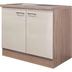 Flex-Well Exclusiv Spülenunterschrank Orlando 100 Cm Kaschmir Glanz-Sonoma Eiche