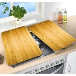 Wenko Herdabdeckplatten Universal Holz-Optik 2er Set Braun -Küchenbedarf Discounter 4008838228302 1068 03