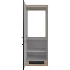 Flex-Well Exclusiv Demi-Geräteumbauschrank Capri 60 Cm Schwarz Matt-Endgrain Oak -Küchenbedarf Discounter 4047584070094 4051 S 02