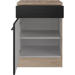 Flex-Well Exclusiv Unterschrank Capri 60 Cm Schwarz Matt-Endgrain Oak 7 Flex-Well Exclusiv Unterschrank Capri 60 Cm Schwarz Matt-Endgrain Oak -Küchenbedarf Discounter 4047584070278 4051 S 02