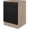 Flex-Well Exclusiv Unterschrank Capri 60 Cm Schwarz Matt-Endgrain Oak -Küchenbedarf Discounter 4047584070278 4051 S 03