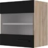 Flex-Well Exclusiv Glas-Oberschrank Capri 50 Cm Schwarz Matt-Endgrain Oak -Küchenbedarf Discounter 4047584070377 4051 S 02