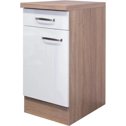 Flex-Well Exclusiv Unterschrank Valero 40 Cm Hochglanz Weiß-Sonoma Eiche 3 Flex-Well Exclusiv Unterschrank Valero 40 Cm Hochglanz Weiß-Sonoma Eiche
