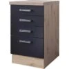 Flex-Well Exclusiv Schubkasten-Unterschrank Lara 50 Cm Anthrazit-San Remo Eiche -Küchenbedarf Discounter 4785481 4051 ussa50Lara