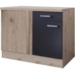 Flex-Well Exclusiv Eck-Unterschrank Lara 110 X 60 Cm Anthrazit-San Remo Eiche