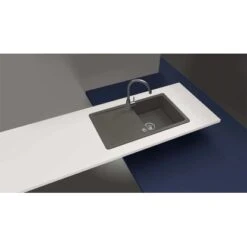 Granitspüle Altena D-100 Inkl. Küchenarmatur Simi 50 Cm X 86 Cm Onyx -Küchenbedarf Discounter 509101 3587 4