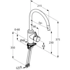 Kludi Küchenarmatur Bingo Star Höhe 37,5 Cm -Küchenbedarf Discounter 56944 4628 masszeichnung 3