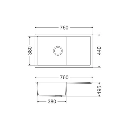 Miló Einbauspüle Granitverbundstoff Blissano 76 Schwarz 4 Miló Einbauspüle Granitverbundstoff Blissano 76 Schwarz – Bild 2