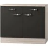 Optifit Unterschrank Faro220 100 Cm Anth. Akazie NB Inkl. Je 2 X Schublade + Tür -Küchenbedarf Discounter 623843 3193 1