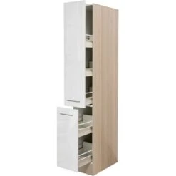 Flex-Well Exclusiv Apotheker-Hochschrank Abaco 30 Cm Perlmutt Glänzend-Akazie