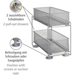 Wenko Schubladenregal 2 Etagen Metall Silber -Küchenbedarf Discounter 746248 1068 02