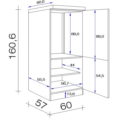 Flex-Well Exclusiv Demi-Geräteumbauschrank Abaco 60 Cm Perlmutt Glänzend-Akazie 4 Flex-Well Exclusiv Demi-Geräteumbauschrank Abaco 60 Cm Perlmutt Glänzend-Akazie – Bild 2