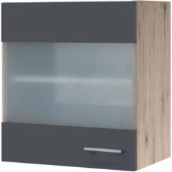 Flex-Well Exclusiv Glas-Oberschrank Morena 50cm Basaltgrau Matt - San Remo Eiche