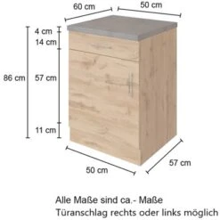 Held Möbel Unterschrank Sorrento 50 X 85 X 60 Cm Tür Schub. + EL-B. Wotan.-Graf. -Küchenbedarf Discounter 853764 11016600 4