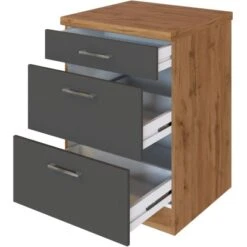 Held Möbel Auszugsschrank Sorrento 50 X 85 X 60 Cm Schubk. 2 Ausz. Anthr.-Wotan. -Küchenbedarf Discounter 853781 11016600 3