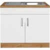 Held Möbel Spülenschrank Sorrento BxHxT 100x85x60 Cm 2 Türen Weiß-Wotaneiche -Küchenbedarf Discounter 853804 11016600 1