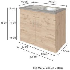 Held Möbel Spülenschrank Sorrento BxHxT 100x85x60 Cm 2 Türen Weiß-Wotaneiche -Küchenbedarf Discounter 853804 11016600 4