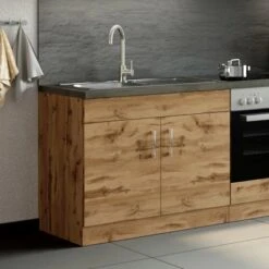 Held Möbel Spülenschrank Sorrento B100 X H85 X T60 Cm 2 Türen Wotaneiche -Küchenbedarf Discounter 853819 11016600 13