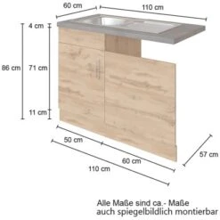 Held Möbel Spülzentrum Sorrento 110 X 85 X 60 Cm Blende + Sockel Wotan.-Graf. -Küchenbedarf Discounter 853830 11016600 4