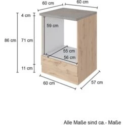 Held Möbel Herdumbau Sorrento B60 X H85 X T60 Cm Nische F. Ofen Weiß-Wotaneiche -Küchenbedarf Discounter 853833 11016600 3