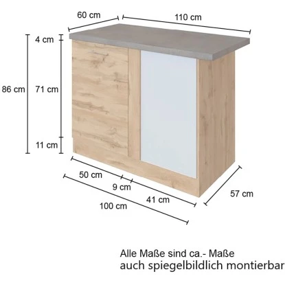 Held Möbel Eckunterschrank Sorrento 110 X 85 X 60 Cm Tür + EL-B. Wotan.-Grafit 6 Held Möbel Eckunterschrank Sorrento 110 X 85 X 60 Cm Tür + EL-B. Wotan.-Grafit – Bild 4