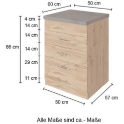 Held Möbel Kochfeldumbauschrank Sorrento 60 X 85 X 60 Cm 2 SK 1 AZ Wotan.-Graf. -Küchenbedarf Discounter 853851 11016600 4