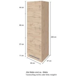 Held Möbel Kühlschrankumbau Sorrento B60x H200x T60 Cm Nische Wotaneiche-Grafit -Küchenbedarf Discounter 853862 11016600 4