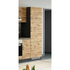 Held Möbel Kühlschrankumbau Sorrento B60x H200x T60 Cm Nische Wotaneiche-Grafit -Küchenbedarf Discounter 853862 11016600 7