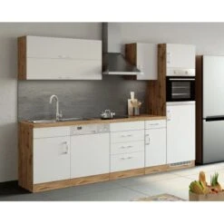 Held Möbel Ofen-Kühlschrankumbau Sorrento B60 X H200 X T60 Cm Weiß-Wotaneiche -Küchenbedarf Discounter 853869 11016600 10