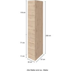 Held Möbel Apothekerschrank Sorrento 30x 200x 60 Cm 2 Ausz. 5 Fächer Wotaneiche -Küchenbedarf Discounter 853931 11016600 4